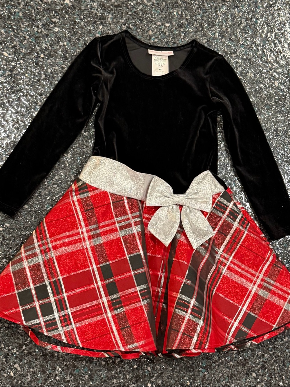BONNIE JEAN Long Sleeve Velvet Bodice Plaid Christmas Dress Big Girls 5
